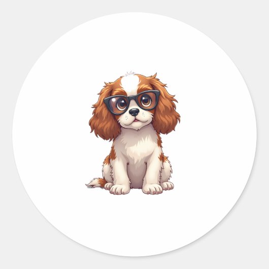 Een schattige hond King Charles Spaniel COPY Ronde Sticker (Voorkant)
