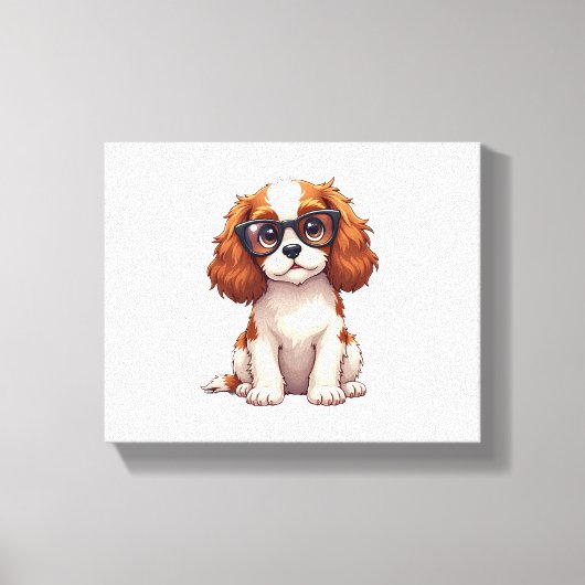 Een schattige hond koning Charles Spaniel Canvas Afdruk (Voorkant)
