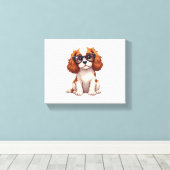 Een schattige hond koning Charles Spaniel Canvas Afdruk (Insitu (Houten vloer))