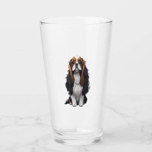 Een schattige hond koning Charles Spaniel Glas (Voorkant)