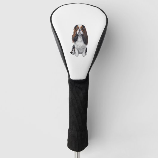 Een schattige hond koning Charles Spaniel Golfheadcover (Voorkant)
