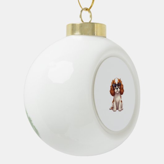Een schattige hond koning Charles Spaniel Keramische Bal Ornament (Links)