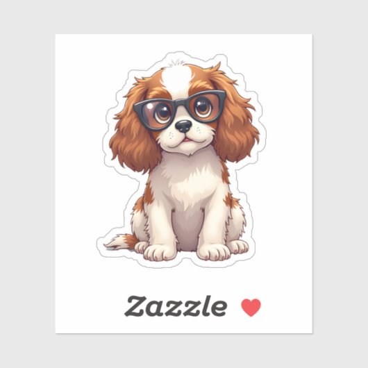 Een schattige hond koning Charles Spaniel Sticker (Vel)