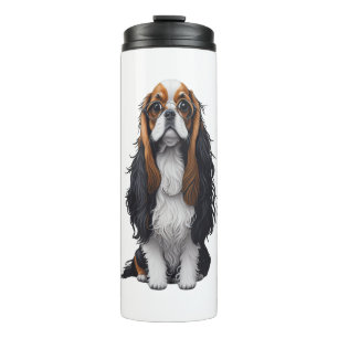 Een schattige hond koning Charles Spaniel Thermosbeker