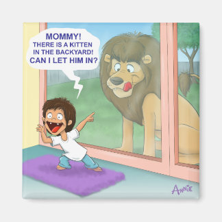 Een schattige kitten in de achtertuin magneet