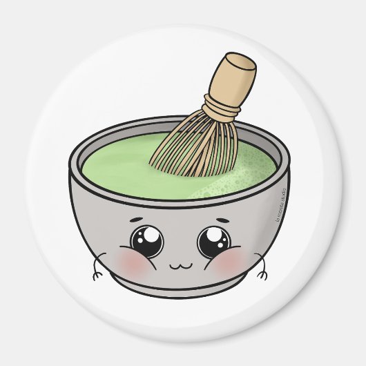 Een schattige kom matcha thee - Kawaii Magneet (Voorkant)