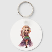 Een Schattige Meisje Halloween Design Collectie 11 Sleutelhanger (Voorkant)