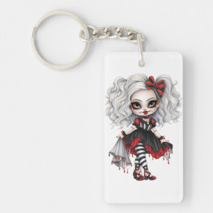 Een Schattige Meisje Halloween Design Collectie 7 Sleutelhanger