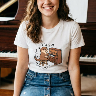 Een schattige otter die piano speelt Tri-Blend shirt
