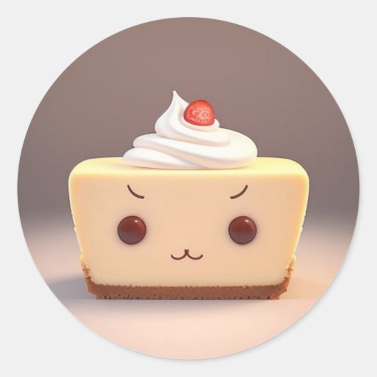 Een Schattige plakje cheesecake Ronde Sticker (Voorkant)