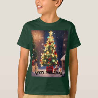 Een schattige Q-versie karakter kerstboom T-shirt