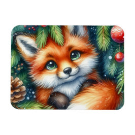 Een schattige rode kerstvos magneet