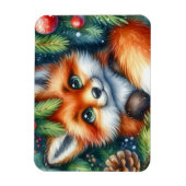 Een schattige rode kerstvos magneet (Verticaal)