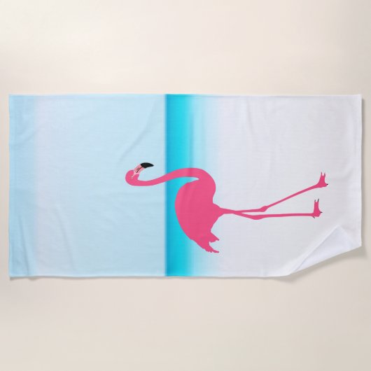 Een schattige roze flamingo op het strand strandlaken (Voorkant)