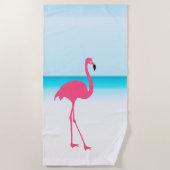 Een schattige roze flamingo op het strand strandlaken (Voorkant)