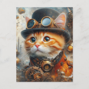 Een schattige steampunk kat briefkaart