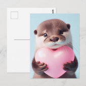 Een schattige Valentijn Otter roze hart Briefkaart (Voorkant / Achterkant)