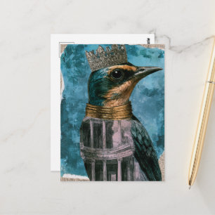 Een schattige vogel met een kroon briefkaart