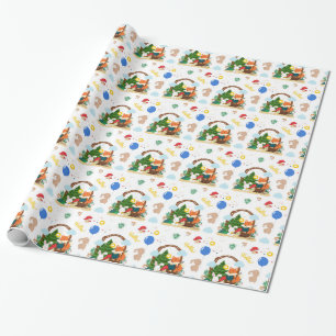 Een schattige vos en konijn in het bos cadeaupapier