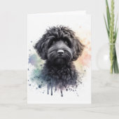 Een schattige zwarte cockapoo kaart (Voorkant)