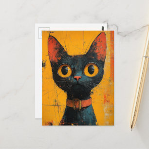 Een Schattige Zwarte Kat Briefkaart