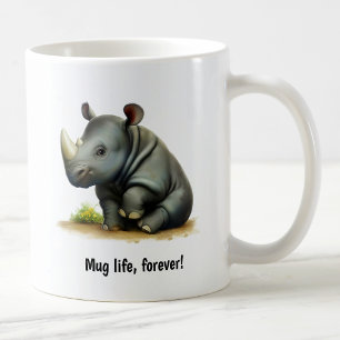 Een Schattigee 3D Painted Rhinoceros Coffee Mok