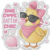 Een Schattigee Easter Chic Chic Blowing Bubbles Sticker (Voorkant)
