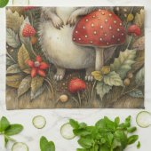 Een Schattigee egel in het bos Theedoek (Gevouwen)