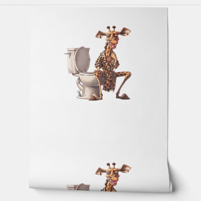 Een Schattigee Giraffe in pyjama op een wc Behang (Afrollen)