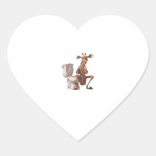 Een Schattigee Giraffe in pyjama op een wc Hart Sticker