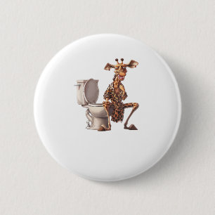 Een Schattigee Giraffe in pyjama op een wc Ronde Button 5,7 Cm