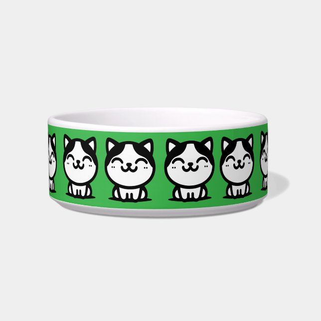 Een Schattigee Green Cats Bowl Voerbakje (Voorkant)