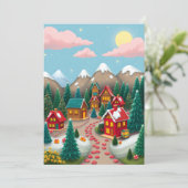 Een Schattigee grillige kerstdorp stad Feestdagenkaart (Staand voorkant)