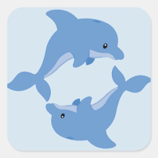 Een Schattigee Happy Dolphin Vierkante Sticker (Voorkant)