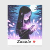 Een Schattigee heks Charging Crystals in de Bossen Sticker (Vel)