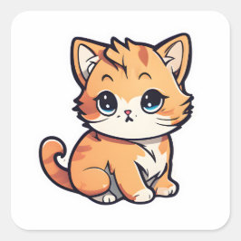 Een Schattigee Kleurrijke Schattige Kat 013 Vierkante Sticker