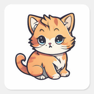 Een Schattigee Kleurrijke Schattige Kat 013 Vierkante Sticker
