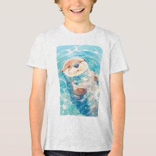 Een Schattigee otter waterige wereld Tri-Blend Shirt