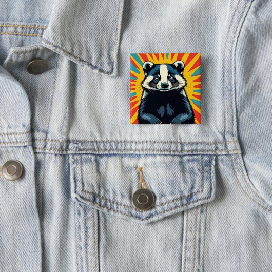 Een Schattigee Pop Art Badger Vierkante Button 5,1 Cm (In situ)