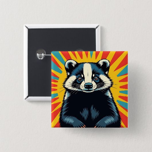Een Schattigee Pop Art Badger Vierkante Button 5,1 Cm (Voorkant /achterkant)