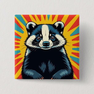 Een Schattigee Pop Art Badger Vierkante Button 5,1 Cm