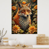 Een Schattigee rode vos Poster (Keuken)