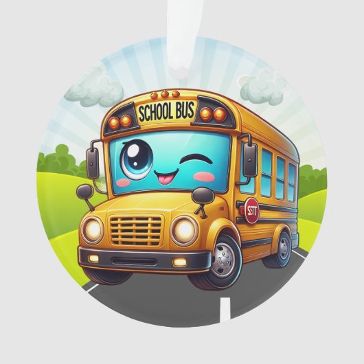 Een SCHATTIGEE schoolbus Ornament (voorkant)