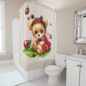 Een Schattigee teddybeer verkleed als een lievehee Douchegordijn (In situ)