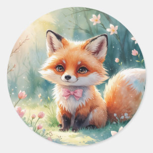 Een Schattigee vos Ronde Sticker