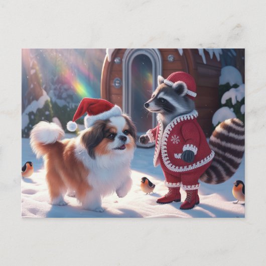 Een Schattigee wasbeer en zeer Schattigee hond fee Briefkaart (Voorkant)