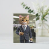Een Schattigee zakelijke kat Briefkaart (Staand voorkant)