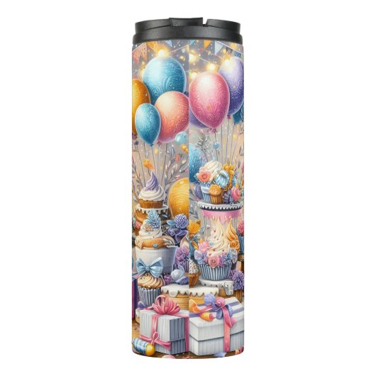 Een Schattigee Zebra op een verjaardagsfeestje Thermosbeker (Achterkant)