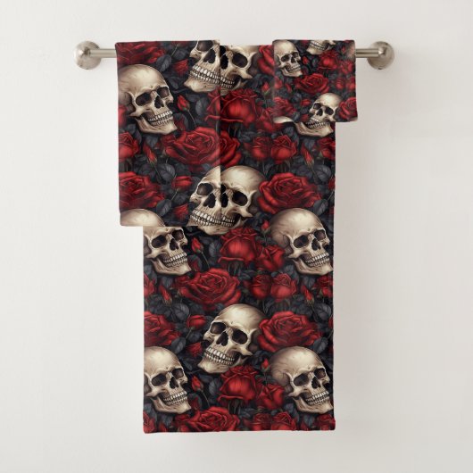 Een schedel en Rozen serie Design 10 Bad Handdoek (Insitu)