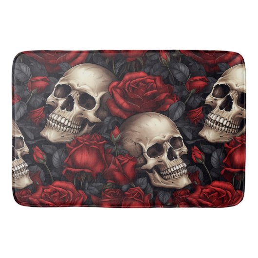 Een schedel en Rozen serie Design 10 Badmat (Voorkant)
